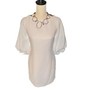 Beautiful Banana Republic White Balloon-Sleeve Dress.